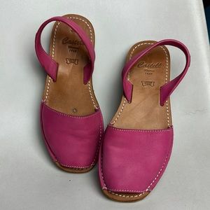 Castell Avarcas Vecco Pink Leather Menorcan Sandals Size 7.5 Slingback Italy